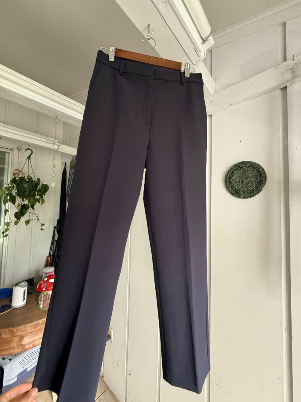 Express Editor Straight Ankle Pants Women's 8R Super High Rise Navy Career Work